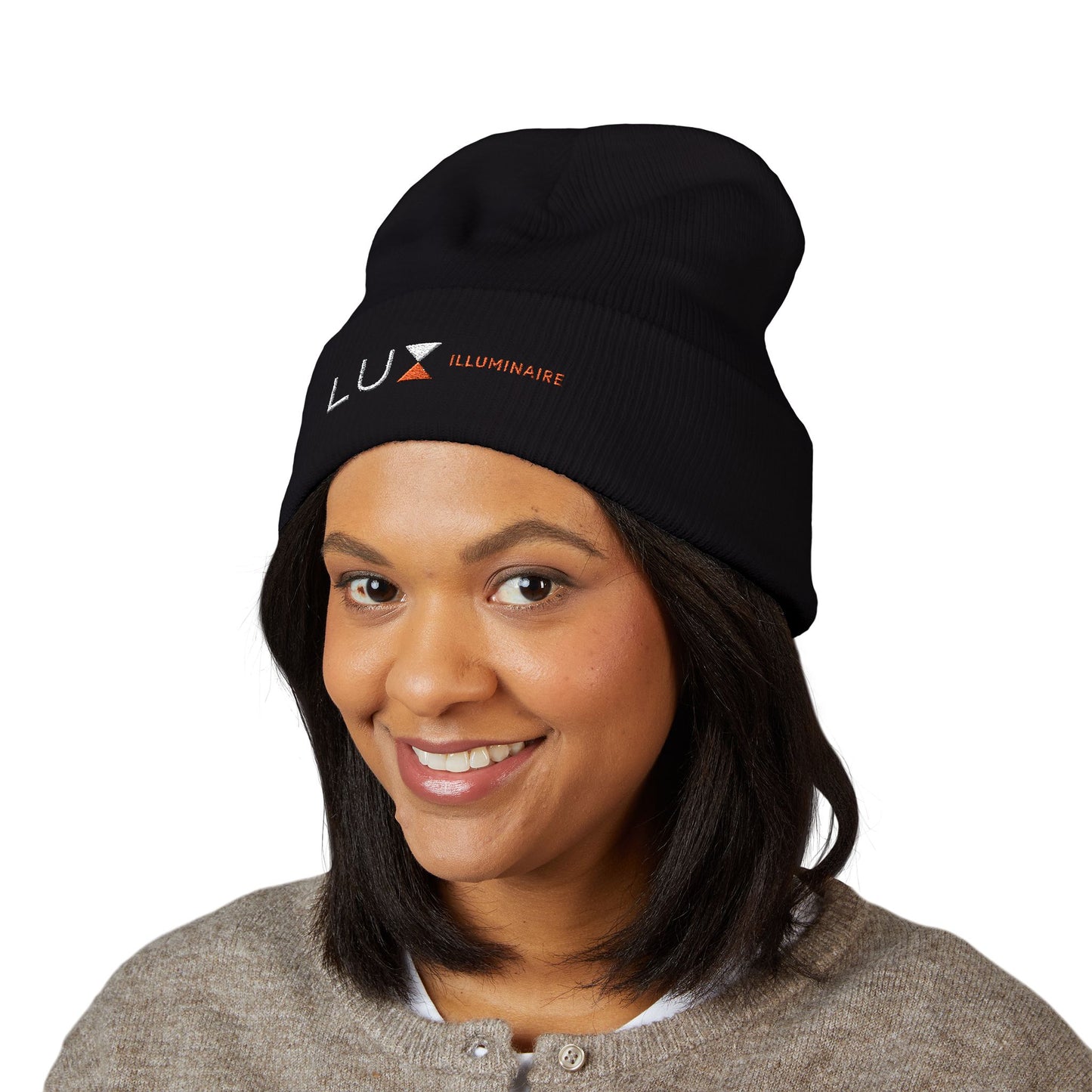 Classic Cuffed Beanie (White Embroidered LUX Logo)