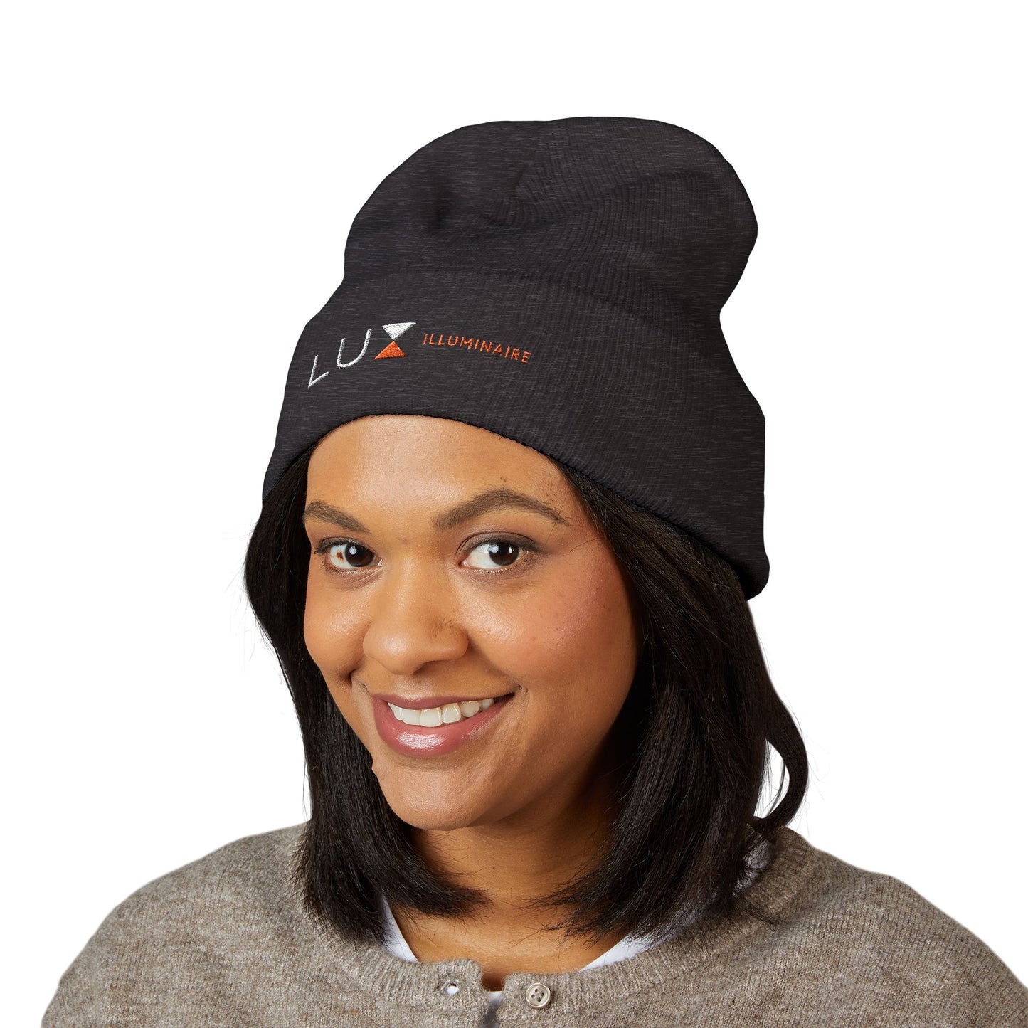 Classic Cuffed Beanie (White Embroidered LUX Logo)